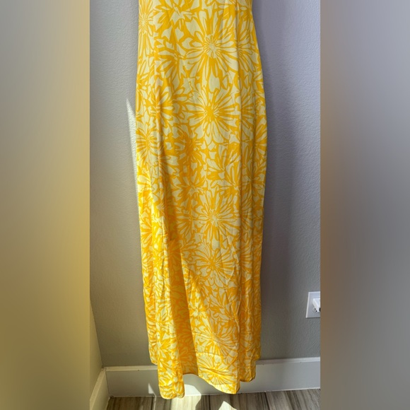 ModCloth Yellow Floral Maxi Dress Size 10 Sweetheart Neckline Back Bow - Picture 3 of 11